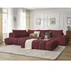 Canapé d'angle fixe EVEREST tissu chiné avec pouf Bobochic
