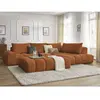 Canapé d'angle fixe EVEREST tissu chiné avec pouf Bobochic