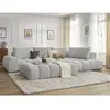 Canapé d'angle fixe EVEREST tissu chiné avec pouf Bobochic