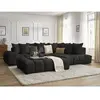 Canapé d'angle fixe EVEREST tissu texturé avec pouf Bobochic