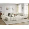 Canapé d'angle fixe EVEREST tissu chiné avec pouf Bobochic