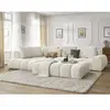Canapé d'angle fixe EVEREST tissu chiné avec pouf Bobochic