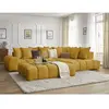 Canapé d'angle fixe EVEREST tissu texturé avec pouf Bobochic