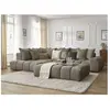 Canapé d'angle fixe EVEREST tissu texturé avec pouf Bobochic