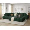Canapé d'angle fixe EVEREST tissu texturé avec pouf Bobochic