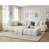 Canapé d'angle fixe EVEREST tissu texturé avec pouf Bobochic