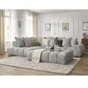 Canapé d'angle fixe EVEREST tissu texturé avec pouf Bobochic