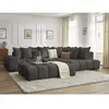 Canapé d'angle fixe EVEREST tissu texturé avec pouf Bobochic
