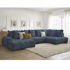 Bobochic canapé panoramique convertible coffre everest tissu chiné bleu foncé  angle gauche EVEREST