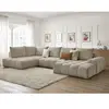 Canapé panoramique convertible coffre EVEREST tissu chiné Bobochic