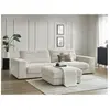 Canapé droit fixe 3 places SIERRA tissu texturé avec pouf Bobochic
