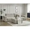 Canapé droit fixe 3 places SIERRA tissu texturé avec pouf Bobochic