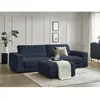 Canapé droit fixe 3 places SIERRA tissu texturé avec pouf Bobochic