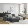 Canapé d'angle fixe compact LEONARD tissu texturé avec pouf gris foncé...