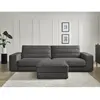 Bobochic canapé droit fixe 3 places sierra velours avec pouf noir SIERRA
