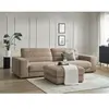 Canapé droit fixe 3 places SIERRA velours avec pouf taupe   BOBOCHIC
