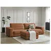 Canapé droit fixe 3 places SIERRA velours avec pouf orange   BOBOCHIC