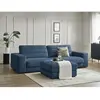 Canapé droit fixe 3 places SIERRA velours avec pouf bleu foncé   BOBOCHIC