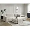 Canapé droit fixe 3 places SIERRA velours avec pouf beige   BOBOCHIC
