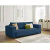 Canapé droit fixe 3 places CHELSEA gros côtelé doux bleu foncé   BOBOCHIC