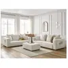 Ensemble canapé droit fixe 3 + 2 places SIDONIE tissu chiné avec pouf Bobochic