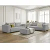 Ensemble canapé droit fixe 3 + 2 places CHELSEA gros velours côtelé avec pouf Bobochic