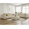 Ensemble canapé droit fixe 3 + 2 places CHELSEA gros velours côtelé avec pouf Bobochic