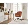 Chaise de bureau SOPHIE tissu bouclette et pietement à roulettes avec hauteur ajustable orange   BOBOCHIC