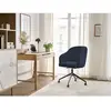 Chaise de bureau SOPHIE tissu bouclette et pietement à roulettes avec hauteur ajustable bleu foncé   BOBOCHIC