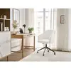 Chaise de bureau SOPHIE tissu bouclette et pietement à roulettes avec hauteur ajustable blanc   BOBOCHIC