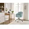 Chaise de bureau SOPHIE tissu velours côtelé et pietement à roulettes avec hauteur ajustable bleu clair   BOBOCHIC