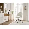 Chaise de bureau LALIE tissu velours côtelé et pietement à roulettes avec hauteur ajustable beige   BOBOCHIC