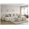 Bobochic - Canapé panoramique fixe mont-blanc tissu chiné avec pouf Beige