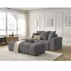 Canapé droit fixe MONT-BLANC tissu chiné avec pouf Bobochic