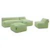 Canapé de jardin modulable RIVIERA tissu chiné avec 1 chauffeuse 1 pla...