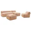 Canapé de jardin modulable RIVIERA tissu chiné avec 1 chauffeuse 1 pla...