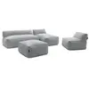 Canapé de jardin modulable RIVIERA tissu chiné avec 1 chauffeuse 1 pla...