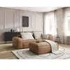 Canapé droit fixe 3 places ultra moelleux BOHEME cuir végan avec pouf ...