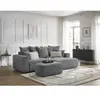 Canapé d'angle convertible coffre ATILLA tissu texturé avec pouf gris ...