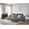 Canapé d'angle convertible coffre ATILLA tissu texturé avec pouf gris ...
