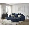 Canapé d'angle convertible coffre ATILLA tissu texturé avec pouf bleu ...