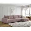 Canapé grand angle incurvé fixe ADEN rose  angle droit BOBOCHIC 4 places