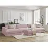 Canapé panoramique fixe compact LEONARD velours côtelé avec pouf Bobochic