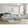 Canapé panoramique fixe compact LEONARD velours côtelé avec pouf Bobochic