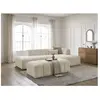 Canapé d'angle fixe modulable ANNECY tissu bouclette avec pouf Bobochic