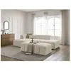 Canapé d'angle fixe modulable ANNECY tissu bouclette avec pouf Bobochic