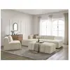 Canapé d'angle fixe modulable ANNECY tissu bouclette avec 1 chauffeuse 1 place et 1 pouf Bobochic