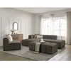Canapé d'angle fixe modulable ANNECY tissu bouclette avec 1 chauffeuse 1 place et 1 pouf Bobochic