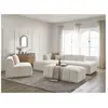 Canapé d'angle fixe modulable ANNECY tissu bouclette avec 1 chauffeuse 1 place et 1 pouf Bobochic