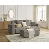 Canapé droit convertible coffre SIDONIE velours côtelé avec pouf taupe...